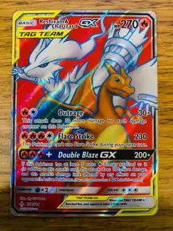 Reshiram & Charizard GX (194/214) Unbroken Bonds Tag Team Full Art Pokemon Card! - Image 1