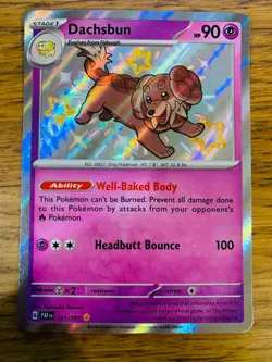 NM! Dachsbun (161/091) Paldean Fates Baby Shiny Rare Pokemon Card! FREE P&P! - Image 1