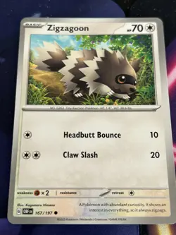 Zigzagoon 167/197 Pokemon SV03: Obsidian Flames COMMON NM/M Fast Postage - Image 1