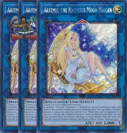 Yugioh 3x Artemis the Magistus Moon Maiden RA01-EN049 Platinum Secret Rare NM - Image 1