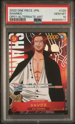 SHANKS ALTERNATE ART ONE PIECE JAPANESE OP01 ROMANCE DAWN 2022 120 PSA 10 - Image 1
