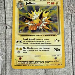 Jolteon 4/64 Holo Rare Jungle Pokemon Card No Symbol Error Damaged Crease Middle - Image 2