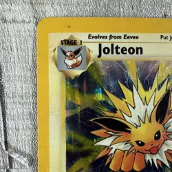 Jolteon 4/64 Holo Rare Jungle Pokemon Card No Symbol Error Damaged Crease Middle - Image 3