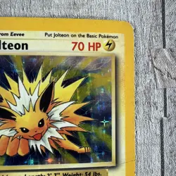Jolteon 4/64 Holo Rare Jungle Pokemon Card No Symbol Error Damaged Crease Middle - Image 4