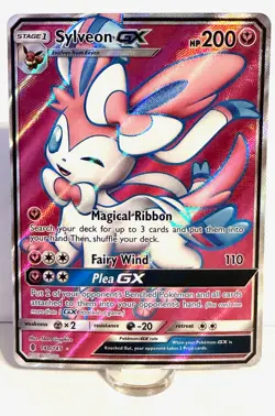 Sylveon GX FULL ART 140/145 Pokemon TCG Sun & Moon Guardians Rising Holo NM/MINT - Image 1