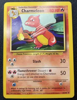 Pokemon Charmeleon 24/102 Base Set Uncommon Unlimited LP - Image 1