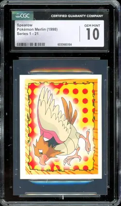 1999 Topps Pokemon Merlin Stickers #21 ~ Spearow ~ GRADED CGC 10 GEM - Image 1
