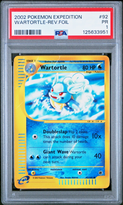 PSA 1 PR 2002 Expedition Wartortle Reverse Holo Foil Rare 92/165 WOTC Pokemon - Image 1