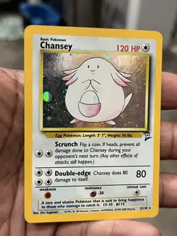 Pokemon TCG Chansey 3/130 Base Set 2 Holo Rare Card MP vintage 2000 WOTC - Image 1