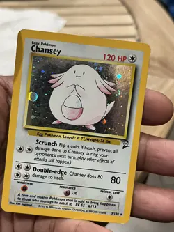 Pokemon TCG Chansey 3/130 Base Set 2 Holo Rare Card MP vintage 2000 WOTC - Image 2