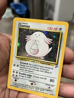 Pokemon TCG Chansey 3/130 Base Set 2 Holo Rare Card MP vintage 2000 WOTC - Image 3