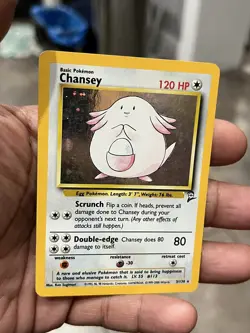 Pokemon TCG Chansey 3/130 Base Set 2 Holo Rare Card MP vintage 2000 WOTC - Image 5
