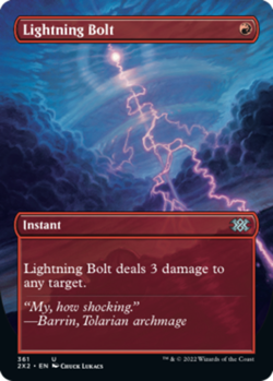 1x Lightning Bolt - Foil - Borderless Moderate Play MTG Magic - Kid Icarus - - Image 1