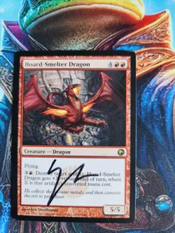 MTG Hoard-Smelter Dragon - Scars of Mirrodin Regular - Signed By Artist, MP - Image 1