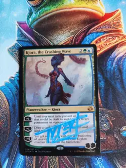 MTG Kiora, The Crashing Wave - Duels Decks Foil - Signed By Artist, LP - Image 1