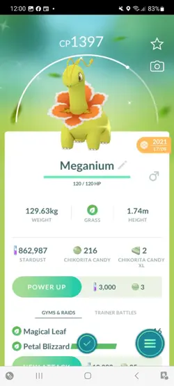 Pokemon Go Shiny Meganium - Image 1