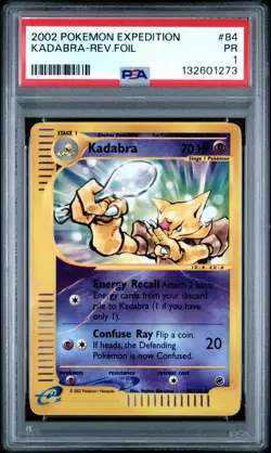 PSA 1 PR 2002 Expedition Kadabra Reverse Holo Foil 84/165 WOTC Pokemon - Image 1