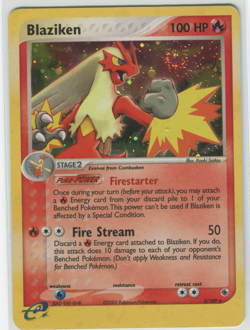 Blaziken EX Ruby & Sapphire 3/109 Holo SWIRL Pokemon Card - Image 1