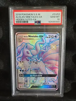 2019 Pokemon SM Hidden Fates #SV53/SV94 Alolan Ninetales GX PSA 10 - Image 1