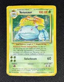 1999 Venusaur Holo Rare Damaged 15/102 Base Set Unlimited Vintage WOTC - Image 1