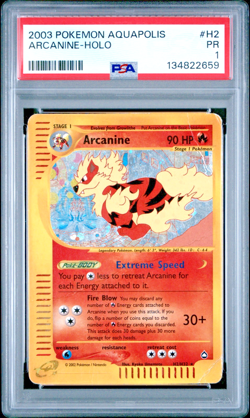 PSA 1 2003 Aquapolis Arcanine Holo Foil H2/H32 WOTC E-Reader WOTC Pokemon - Image 1
