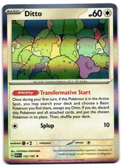 Ditto 132/165 - 151 Rare Pokemon TCG Holo - M/LP Card - Image 1
