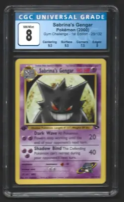 Pokemon Sabrina's Gengar 29/132 1st Edition Gym Challenge CGC 8 NM/MT - Image 1