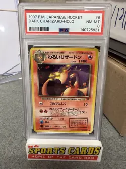 1997 POKEMON Japanese ROCKET #6 DARK CHARIZARD-HOLO PSA 8 - Image 1