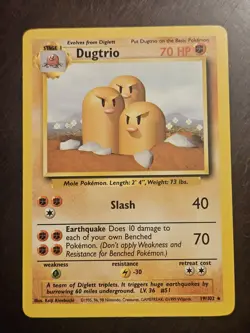Randomly Near Mint Dugtrio Base Set 19/102 Regular Rare Unlimited Pokemon WOTC - Image 1