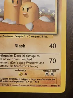 Randomly Near Mint Dugtrio Base Set 19/102 Regular Rare Unlimited Pokemon WOTC - Image 4