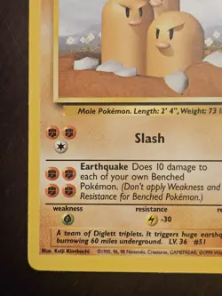 Randomly Near Mint Dugtrio Base Set 19/102 Regular Rare Unlimited Pokemon WOTC - Image 5