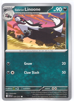Galarian Linoone 131/217 Common Base Card - Ascended Heroes Set - Pack Fresh - Image 1