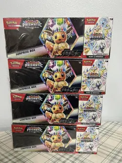 4 Sam’s Club Pokemon Prismatic Evolutions Surprise Box & Booster Bundle Lot Sams - Image 1