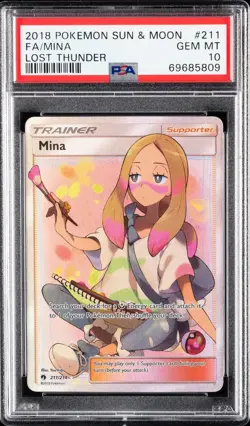 Mina Full Art Trainer PSA 10 Pokemon Lost Thunder 211/214 - Image 1