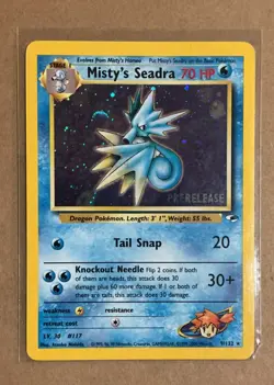 Pokemon Misty's Seadra Prerelease Holo Promo Gym Heroes 9/132 WotC - Image 1