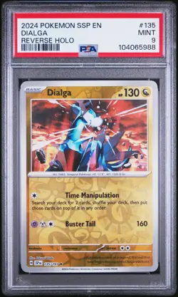 2024 POKEMON SSP EN #135 DIALGA REVERSE HOLO PSA 9 POP 3 SURGING SPARKS - Image 1