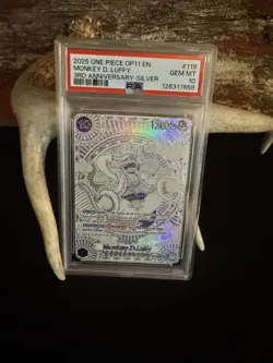 2025 ONE PIECE OP11 MONKEY D LUFFY 3RD ANNIVERSARY SILVER OP05-119 PSA 10 - Image 1