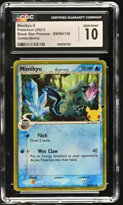 Mimikyu SWSH136 Celebrations Black Star Promos Pokemon CGC 10 Gem Mint *056 - Image 1