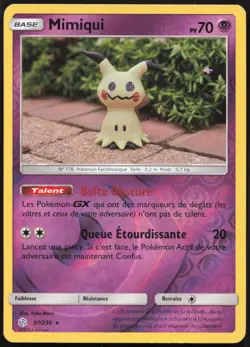 Carte Pokemon Mimiqui 97/236 Reverse Eclipse Cosmique Francais - Image 1