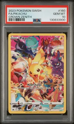 2023 POKEMON SWORD & SHIELD CROWN ZENITH #160 FULL ART/PIKACHU PSA 10 - Image 1