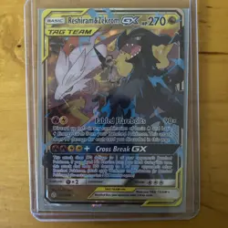 Reshiram & Zekrom GX 157/236 Pokemon Sm-Cosmic Eclipse Full art chase card - Image 1