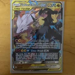 Reshiram & Zekrom GX 157/236 Pokemon Sm-Cosmic Eclipse Full art chase card - Image 2