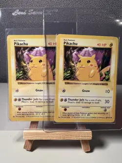 Pokemon Red Cheeks Pikachu X2 58/102 Shadowless Base Set - Image 1