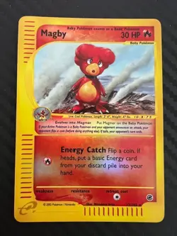 Pokemon TCG Magby 17/165 Expedition Base Set Reverse Holo Rare DMG - Image 1