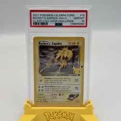 Rocket's Zapdos Holo 15 Celebrations Classic Collection Pokemon PSA 10 - Image 1