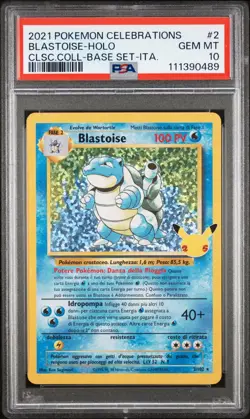 pokemon blastoise 2/102 psa 10 gran festa celebrations 25th ita stamped pikachu - Image 1