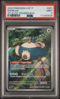 pokemon Snorlax 051 Psa 9 Svp It Promo Etb 151 Set Allenatore Fuoriclasse Ita - Image 1