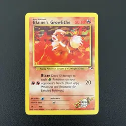 Pokemon TCG Blaine's Growlithe Gym Heroes 62/132 Common Unlimited - LP - Image 1