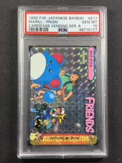 Pokemon Cards PSA 10 Gem Mt Marill Prism Carddass Vending Series 6 Jpn 1999 #217 - Image 1