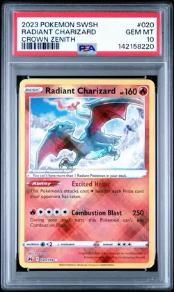 Pokemon TCG Radiant Charizard Crown Zenith 020/159 PSA 10 - Image 1